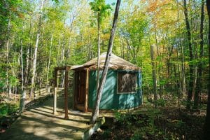 Glamping Yurt along the banks of the Peshtigo River in Wisconsin