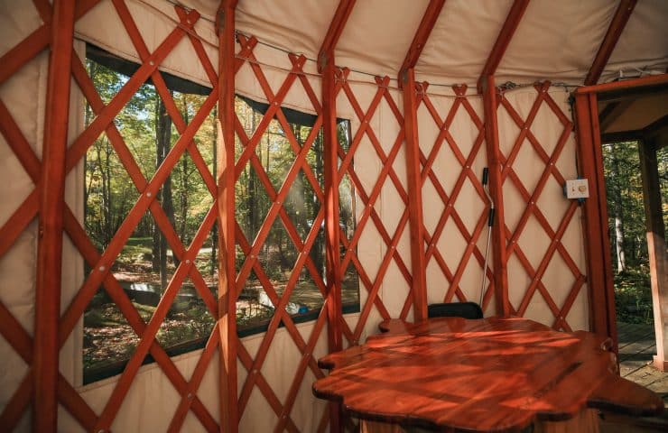 A table by the Yurt window