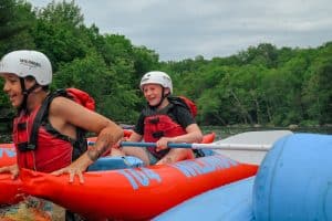 A child rafting on the peshtigo river in Wisconsin's northwoods